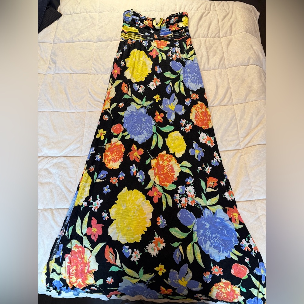 GUESS Strapless Floral Maxi Dress